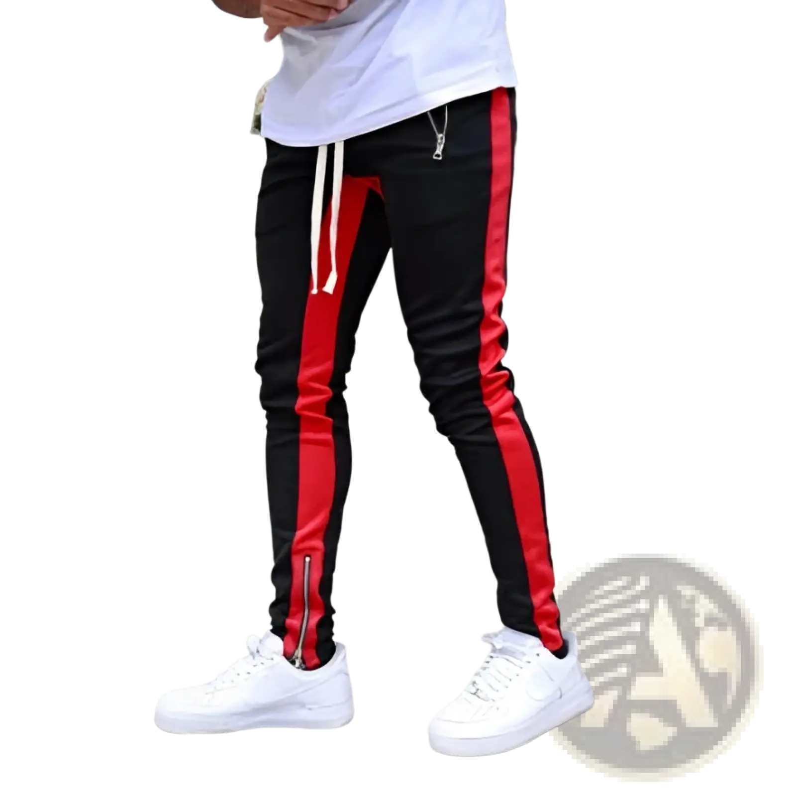 Men's Athletic Side Stripe Joggers with Zipper Cuffs