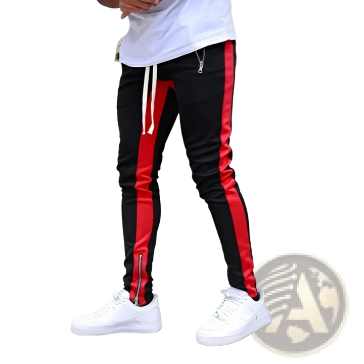 Men's Athletic Side Stripe Joggers with Zipper Cuffs