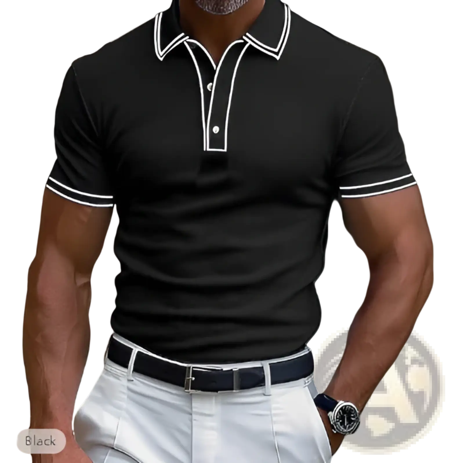 Men's Business Casual Modal Polo Shirt with Contrast Trim