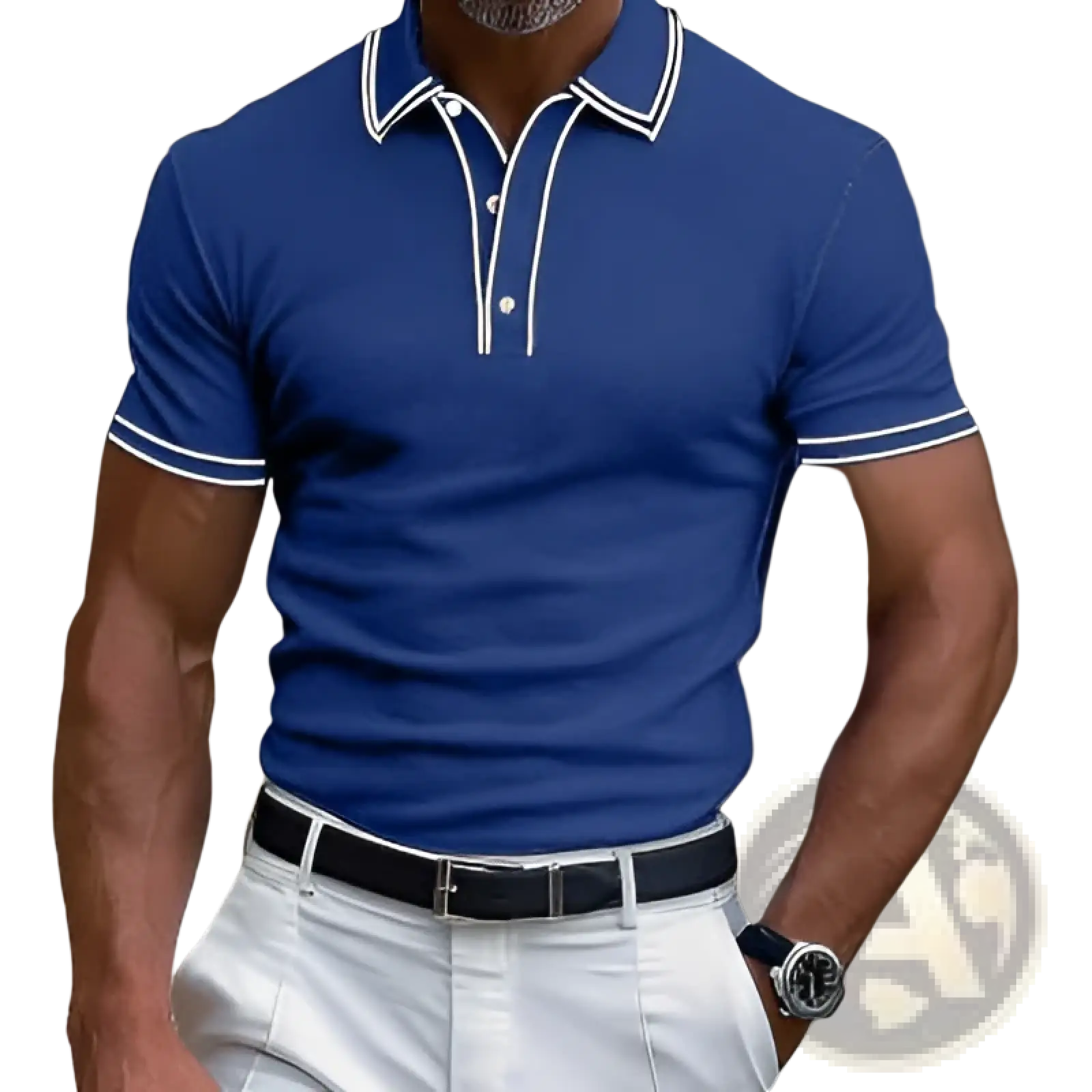 Men's Business Casual Modal Polo Shirt with Contrast Trim