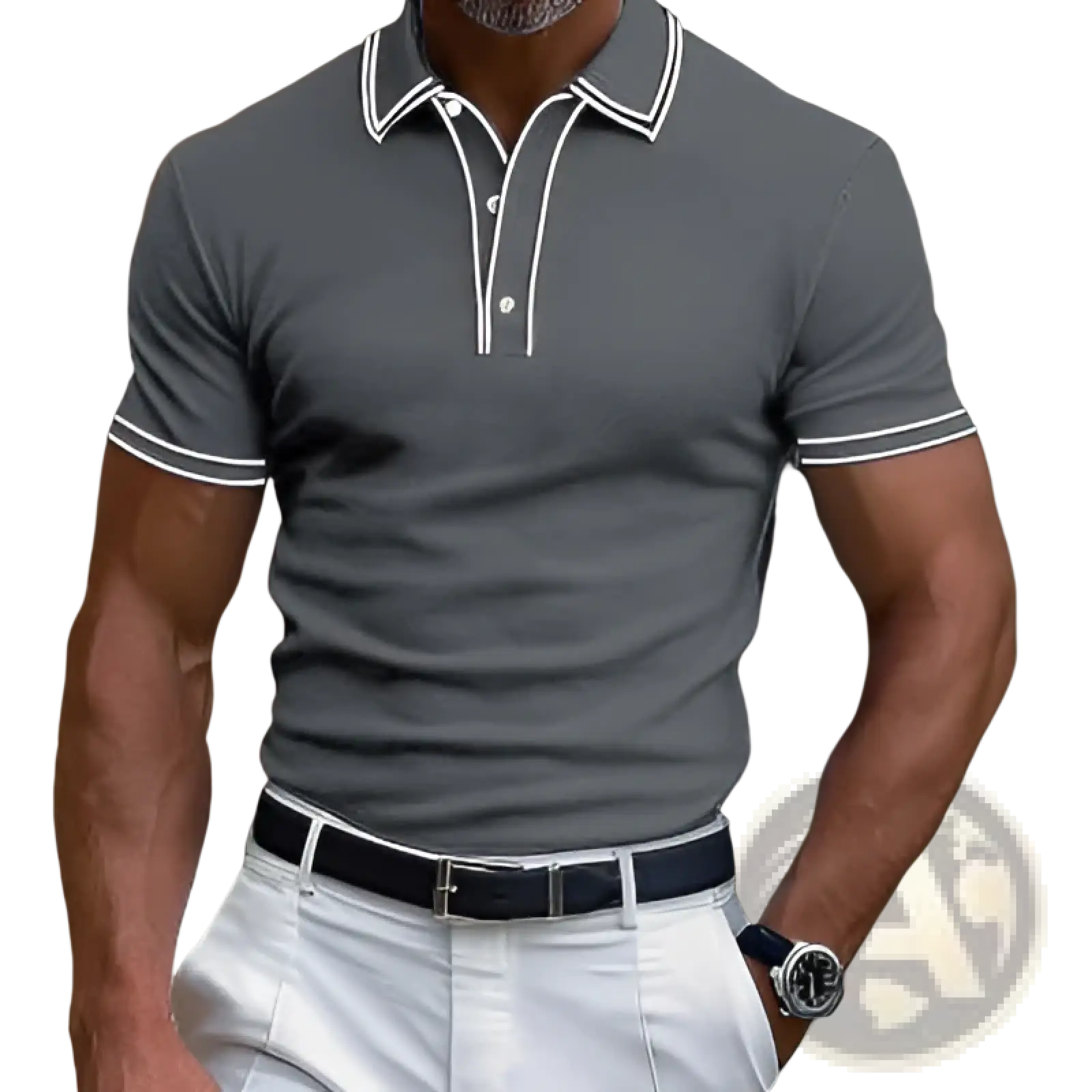 Men's Business Casual Modal Polo Shirt with Contrast Trim
