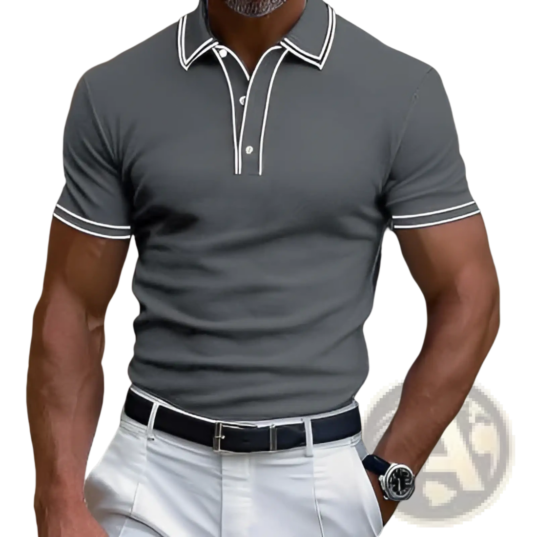 Men's Business Casual Modal Polo Shirt with Contrast Trim