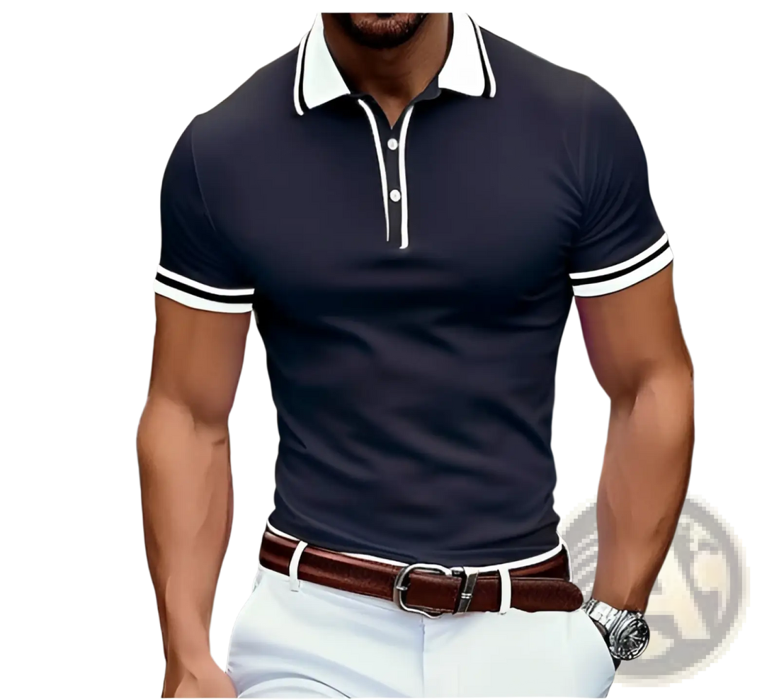 Men's Business Casual Modal Polo Shirt with Contrast Trim