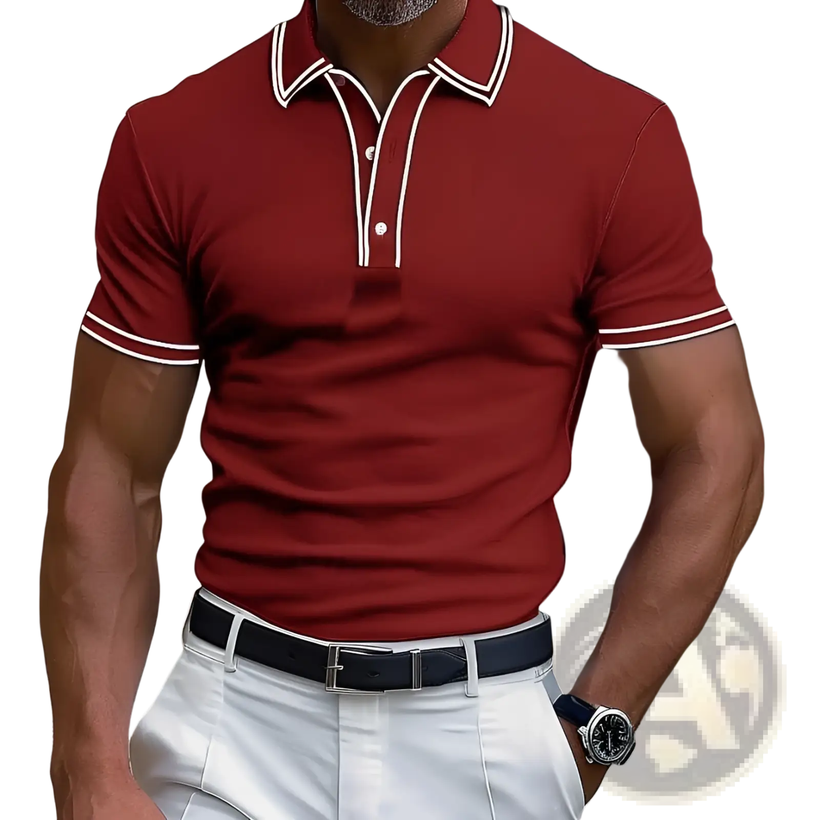 Men's Business Casual Modal Polo Shirt with Contrast Trim