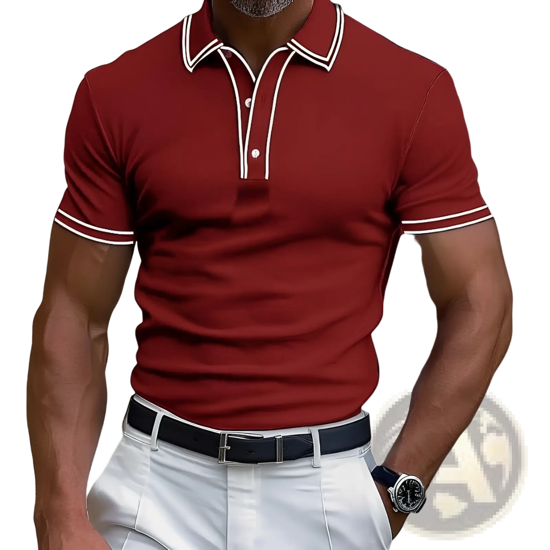 Men's Business Casual Modal Polo Shirt with Contrast Trim