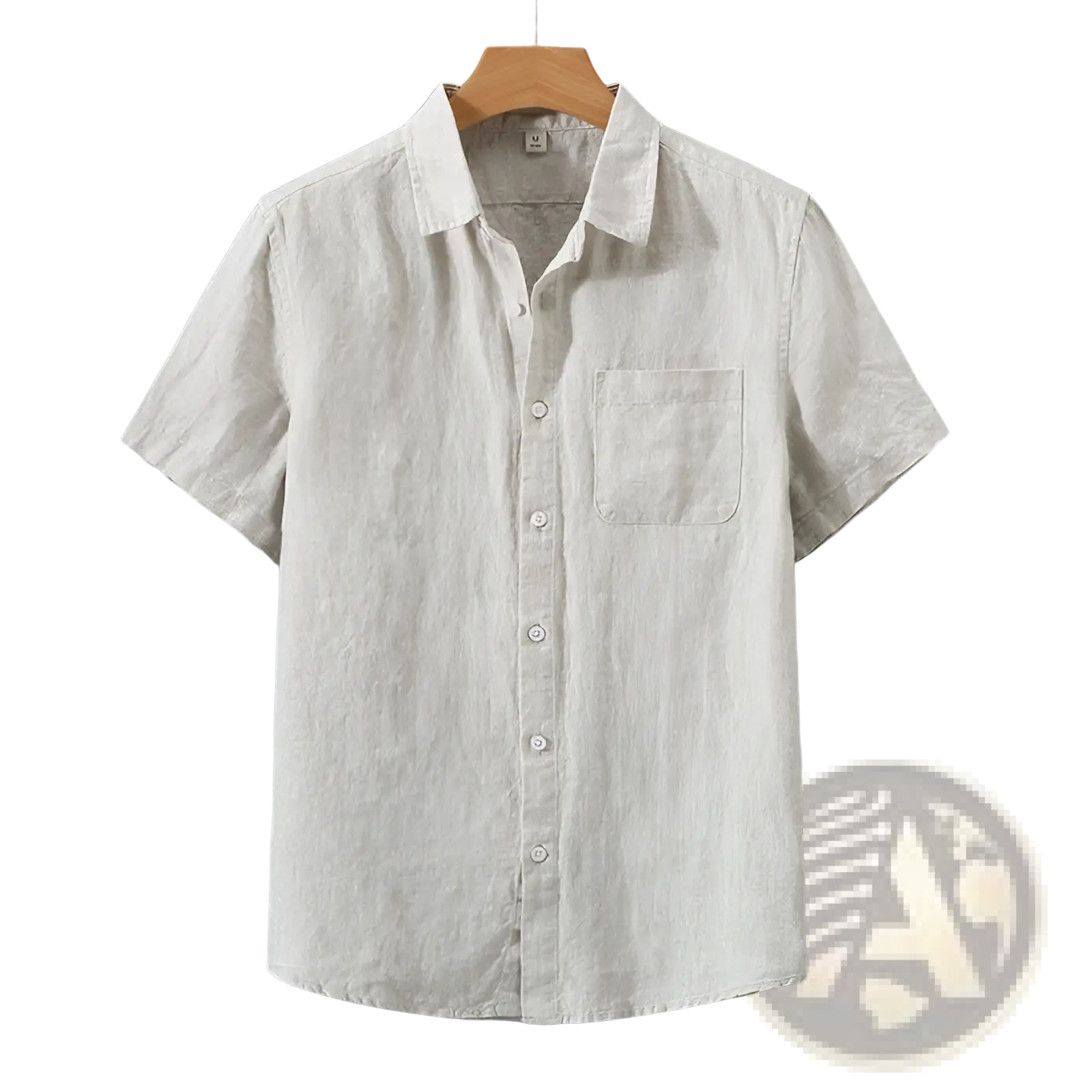 Men's Casual Short Sleeve Pure Linen Button Down Shirt