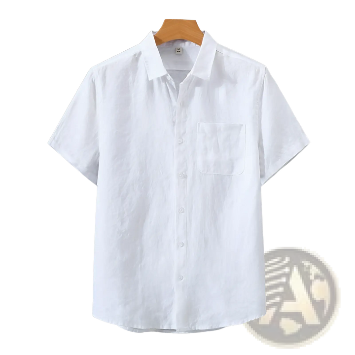 Men's Casual Short Sleeve Pure Linen Button Down Shirt
