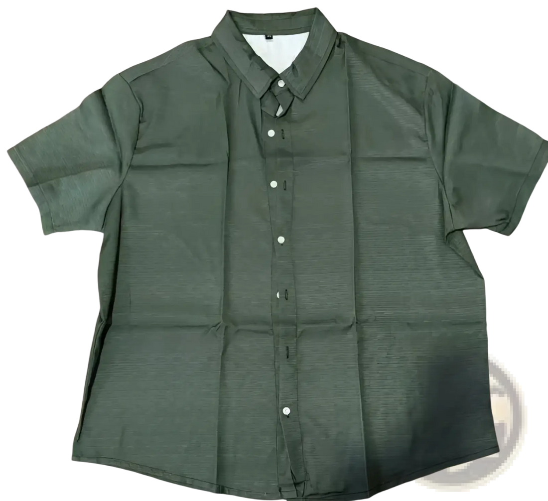 Men's Casual Textured Short Sleeve Button Down Shirt