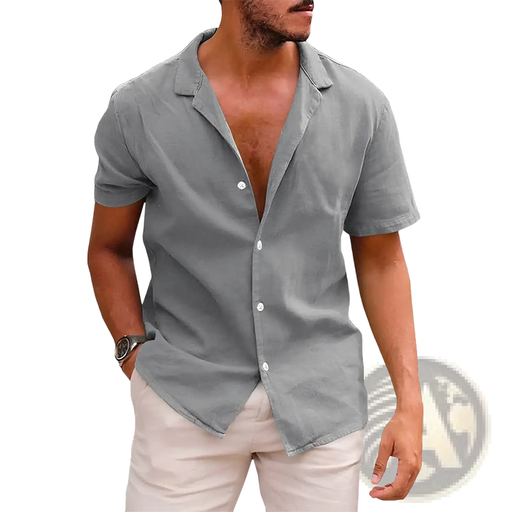 Men's Casual Textured Short Sleeve Button Down Shirt