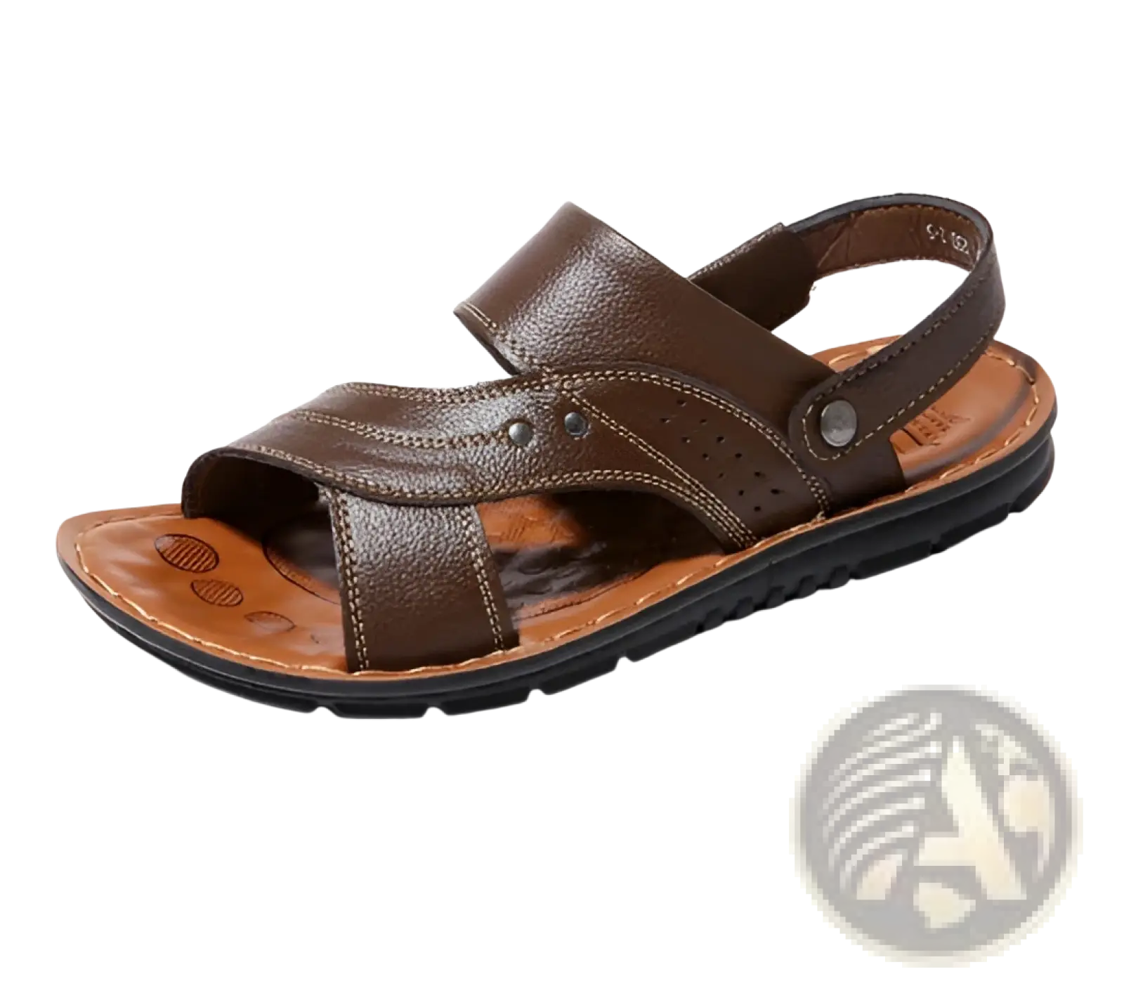 Men's Cowhide Leather Sandals with Buckle Accents