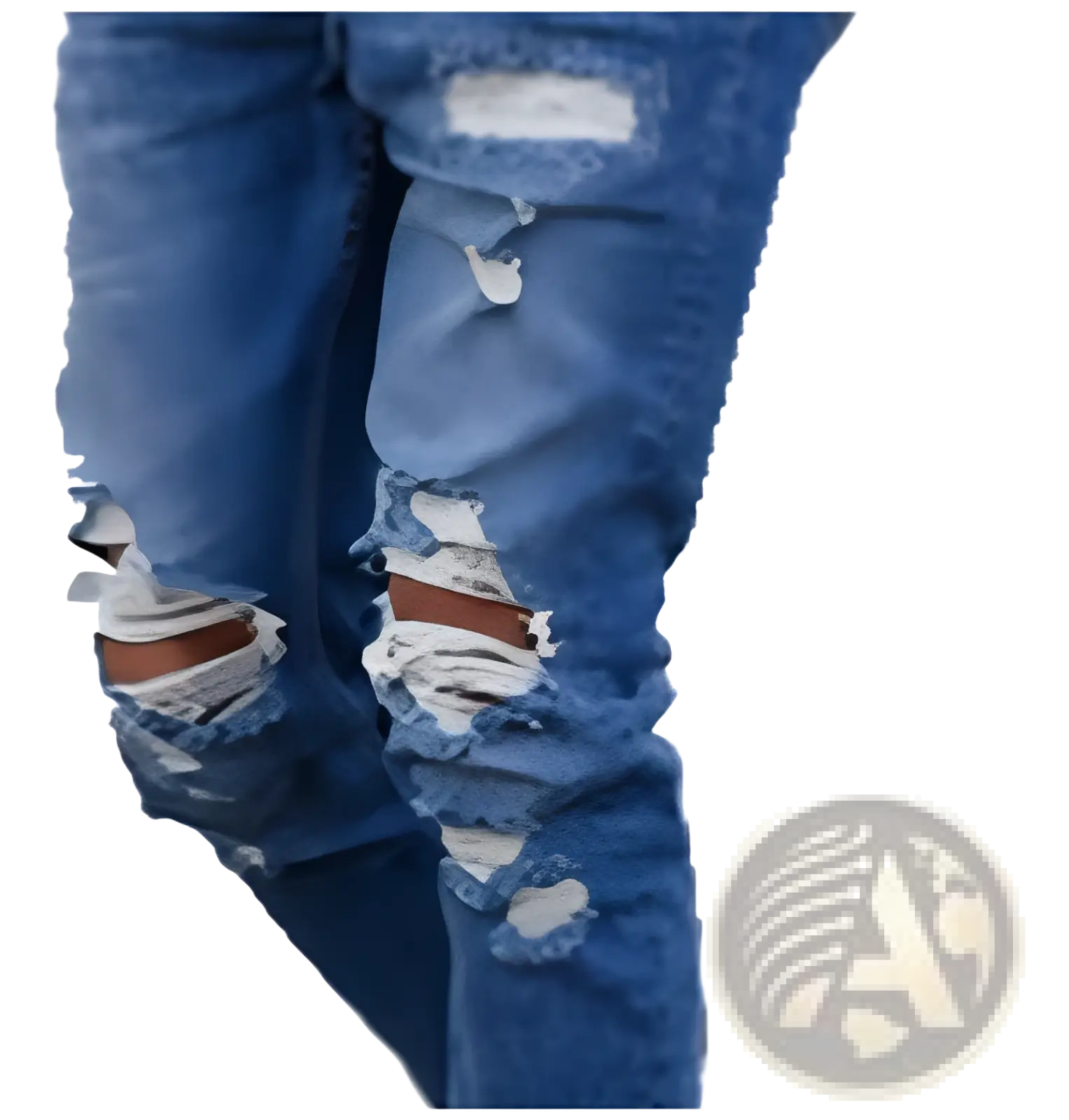 Men's Distressed Blue Denim Ripped Knee Jeans