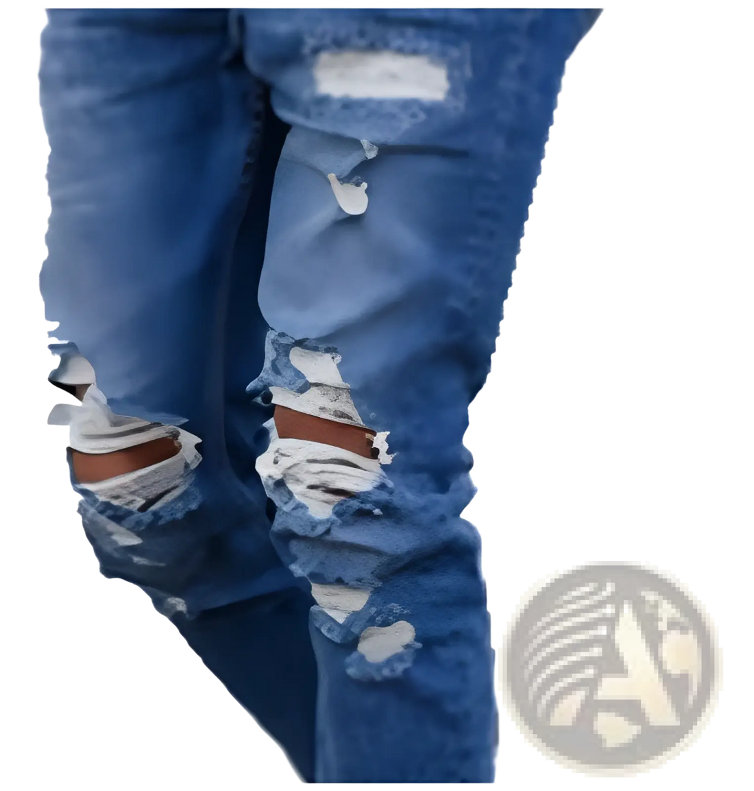 Men's Distressed Blue Denim Ripped Knee Jeans