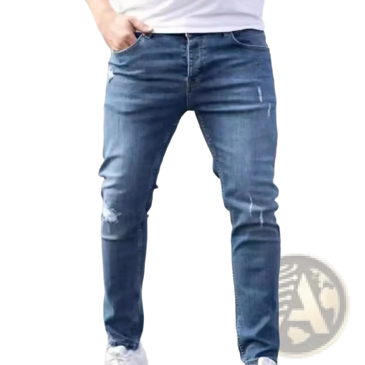Men's Distressed Slim Fit Stretch Denim Jeans