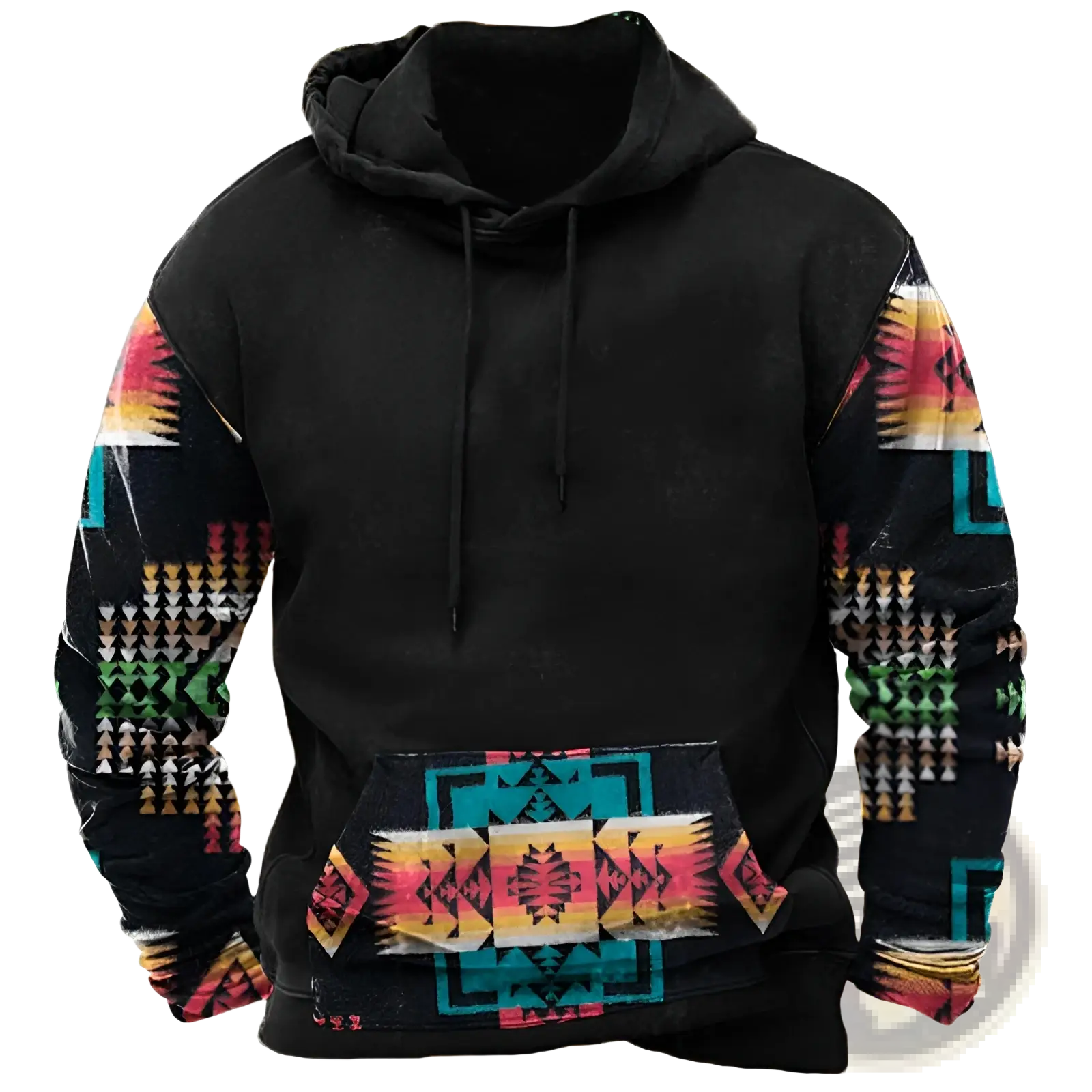 Men's Geometric Tribal Print Streetwear Pullover Hoodie