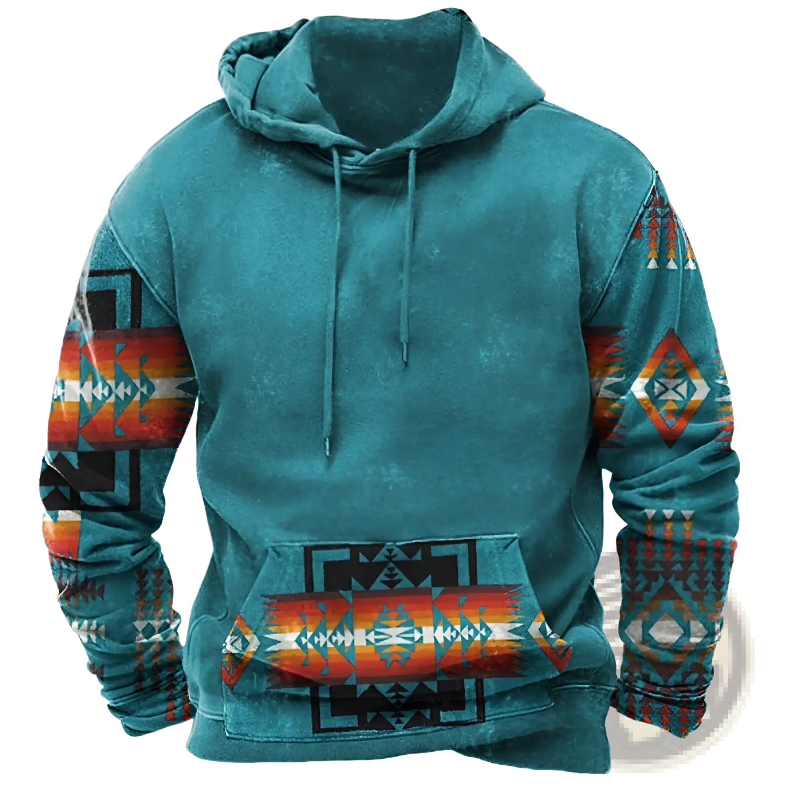 Men's Geometric Tribal Print Streetwear Pullover Hoodie