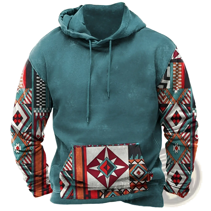 Men's Geometric Tribal Print Streetwear Pullover Hoodie
