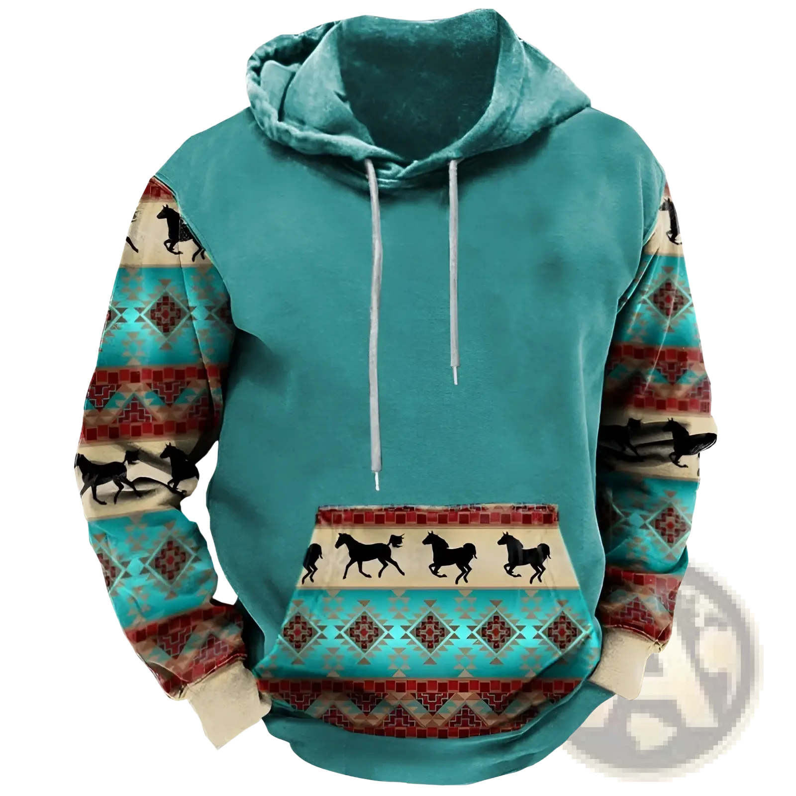 Men's Geometric Tribal Print Streetwear Pullover Hoodie
