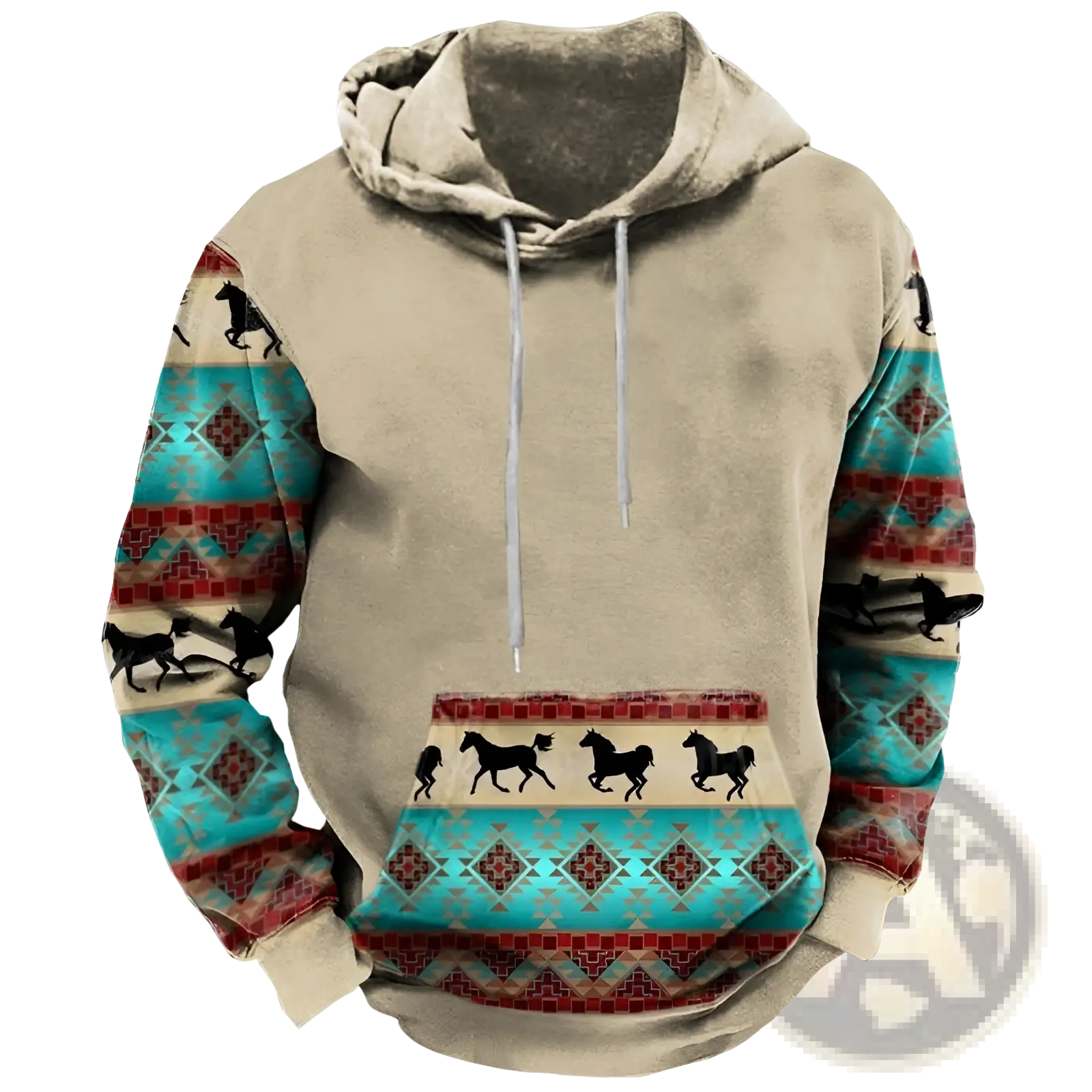 Men's Geometric Tribal Print Streetwear Pullover Hoodie