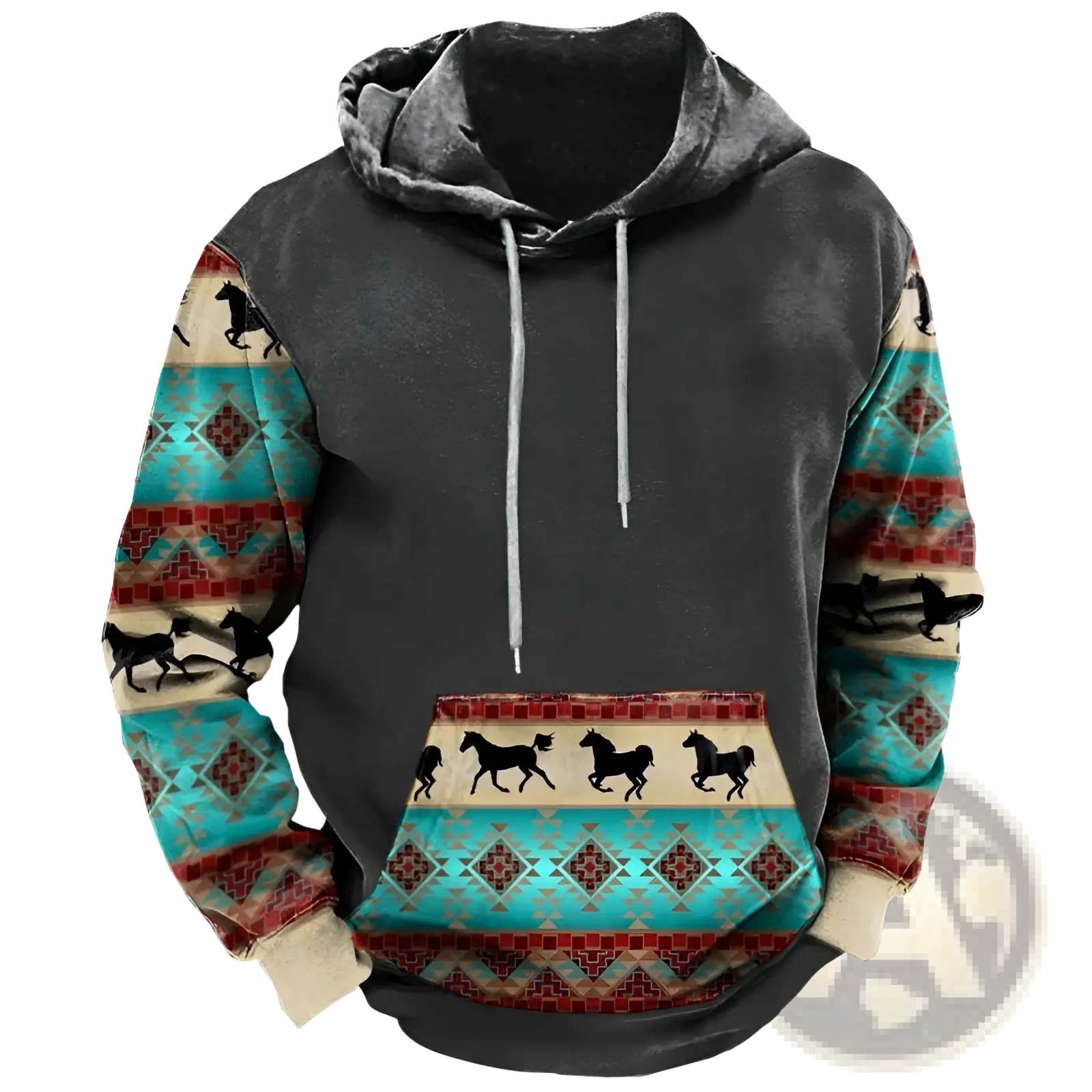 Men's Geometric Tribal Print Streetwear Pullover Hoodie