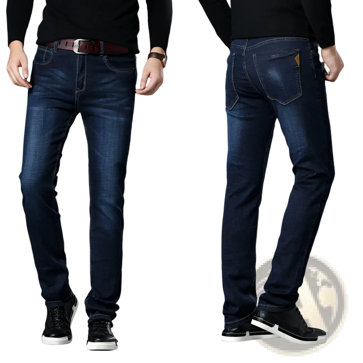 Men's High Waist Slim Fit Elastic Business Casual Jeans
