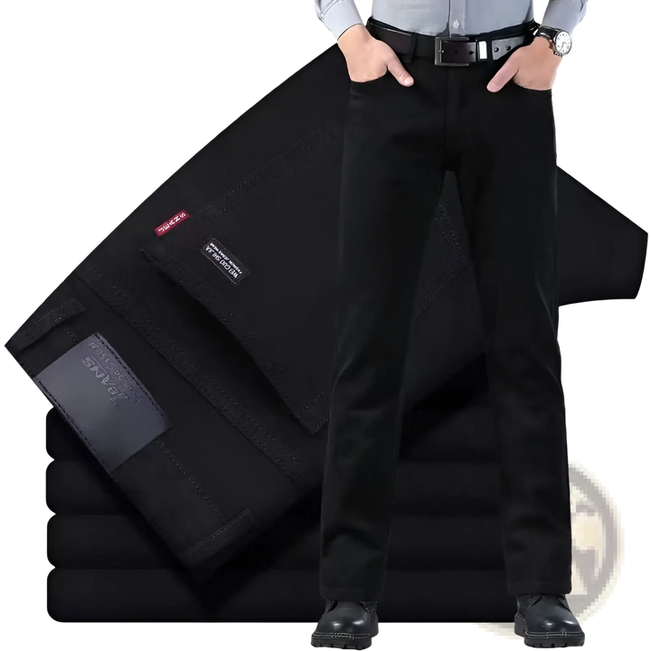 Men's High Waist Slim Fit Elastic Business Casual Jeans