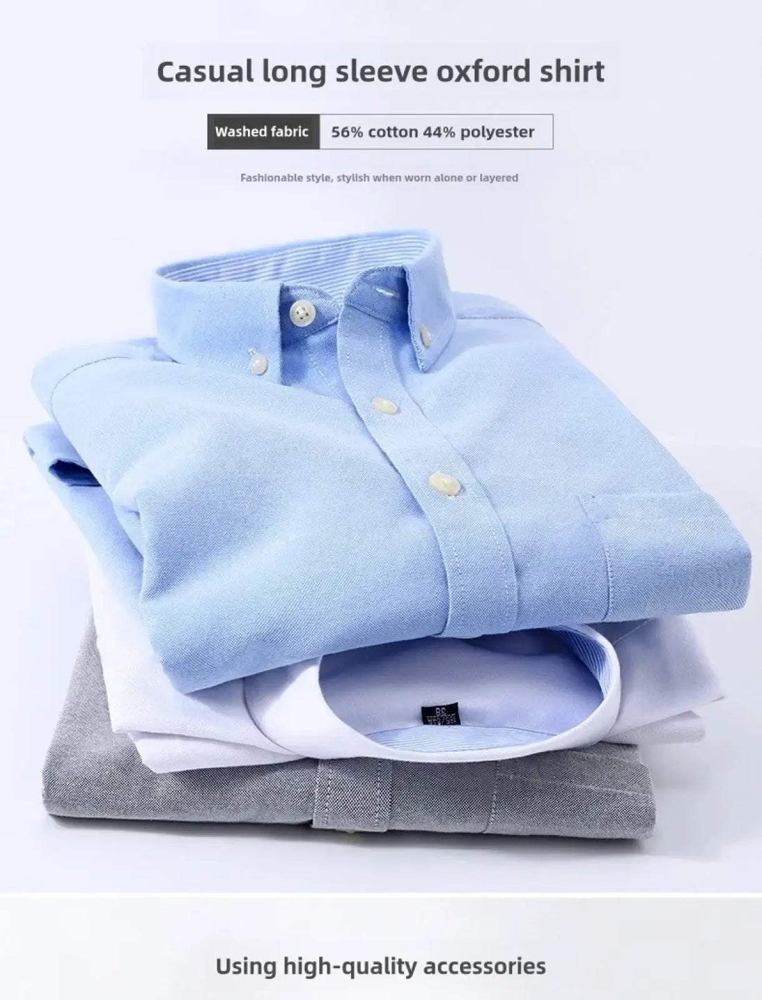 Mens Light Blue Oxford Shirt Casual Long Sleeve