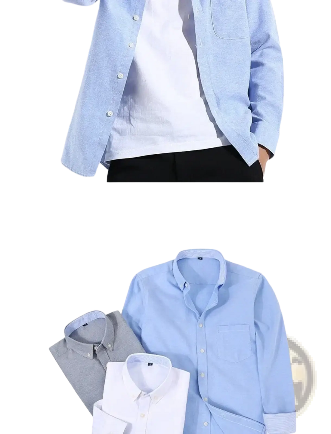 Mens Light Blue Oxford Shirt Casual Long Sleeve