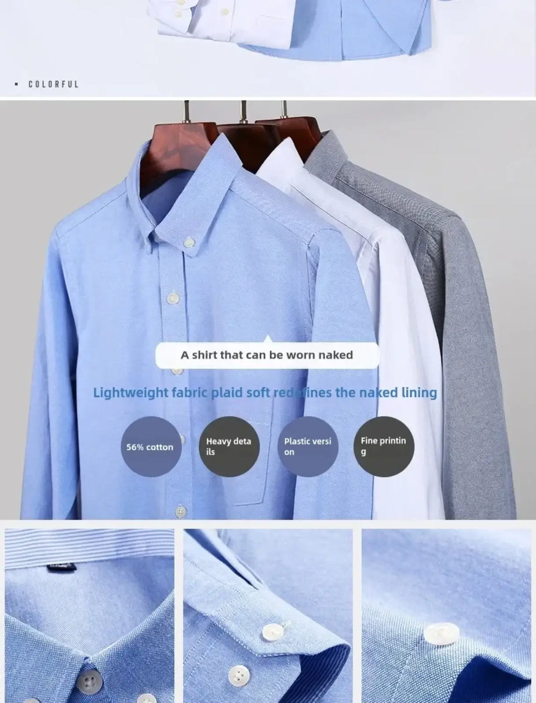 Mens Light Blue Oxford Shirt Casual Long Sleeve