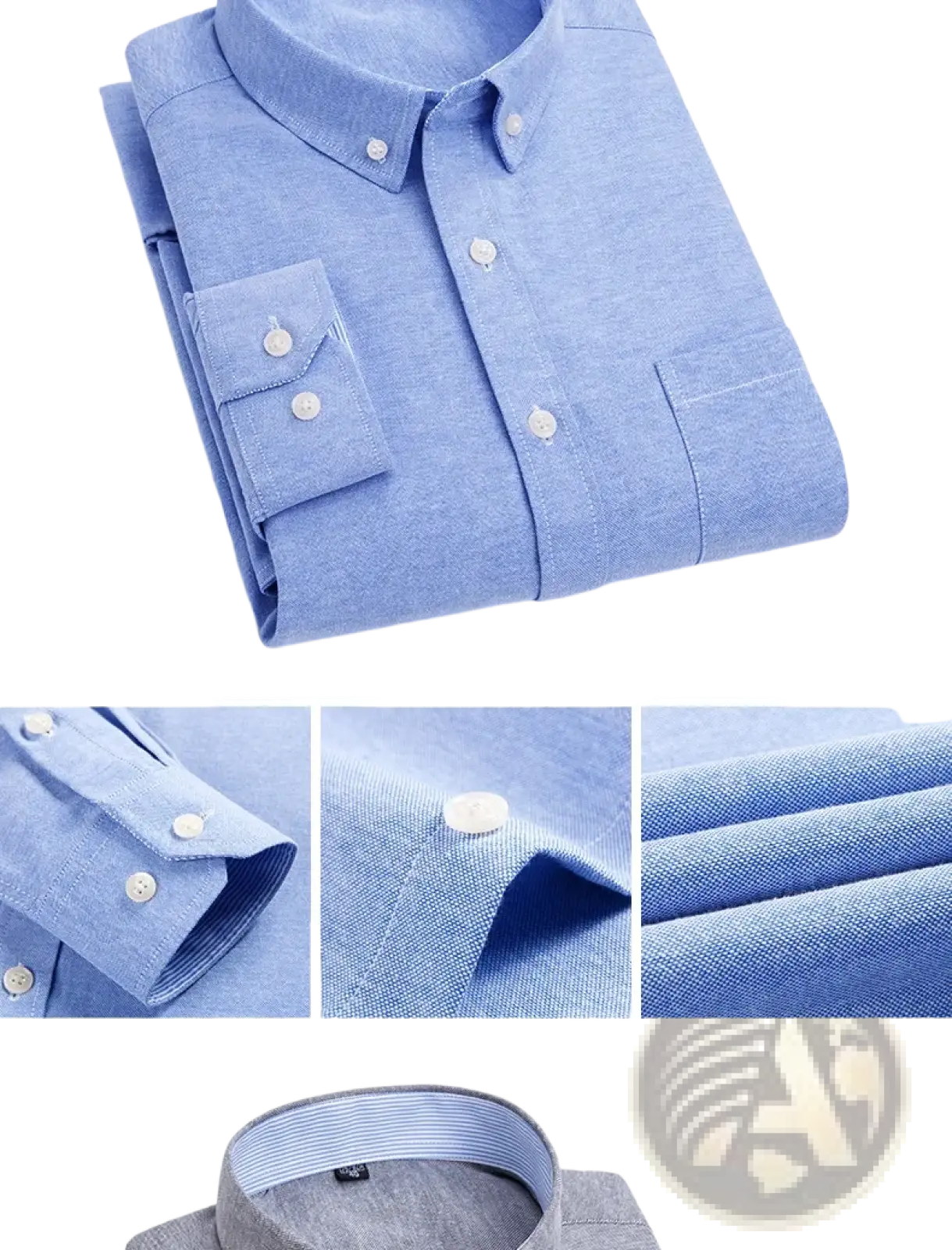 Mens Light Blue Oxford Shirt Casual Long Sleeve