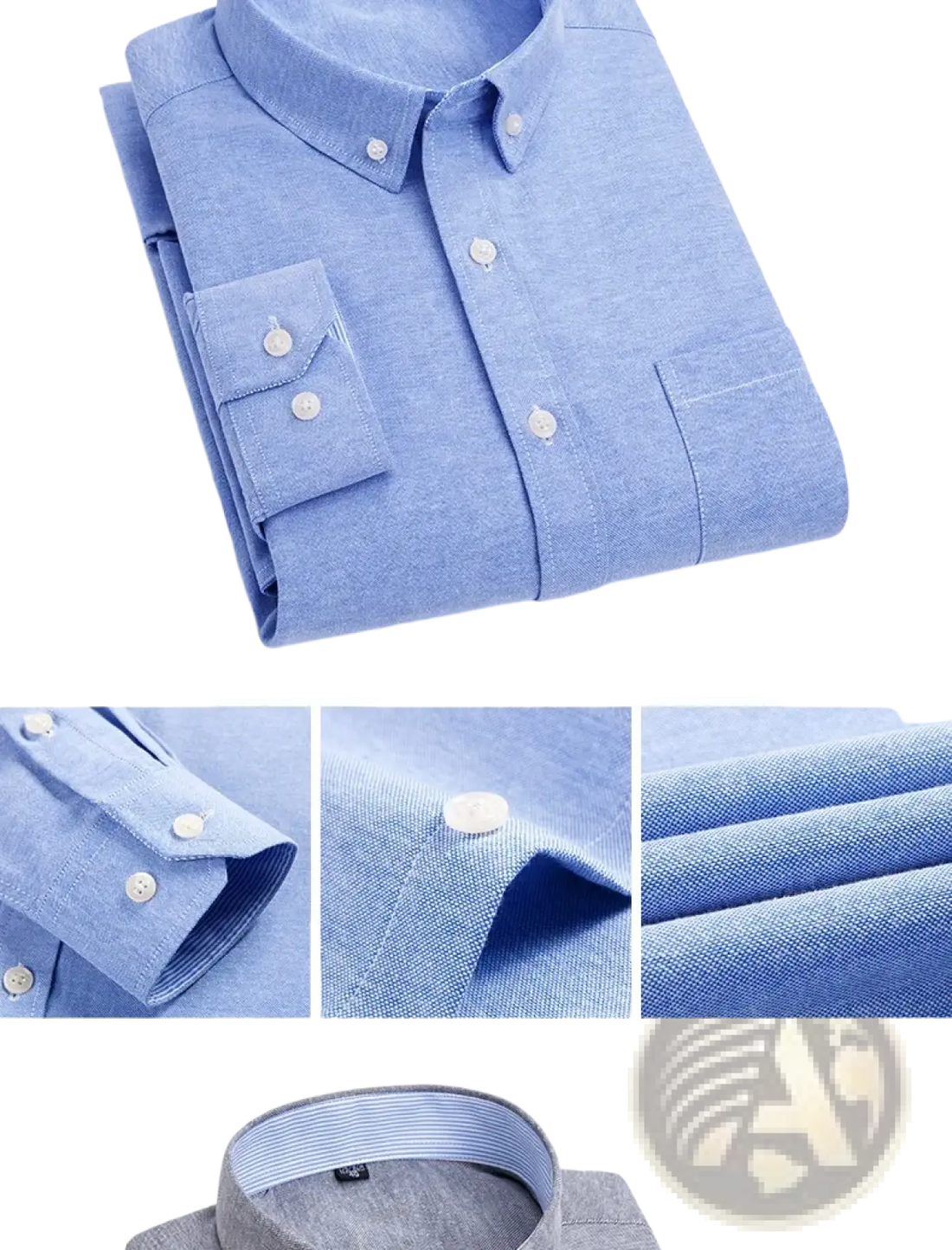 Mens Light Blue Oxford Shirt Casual Long Sleeve