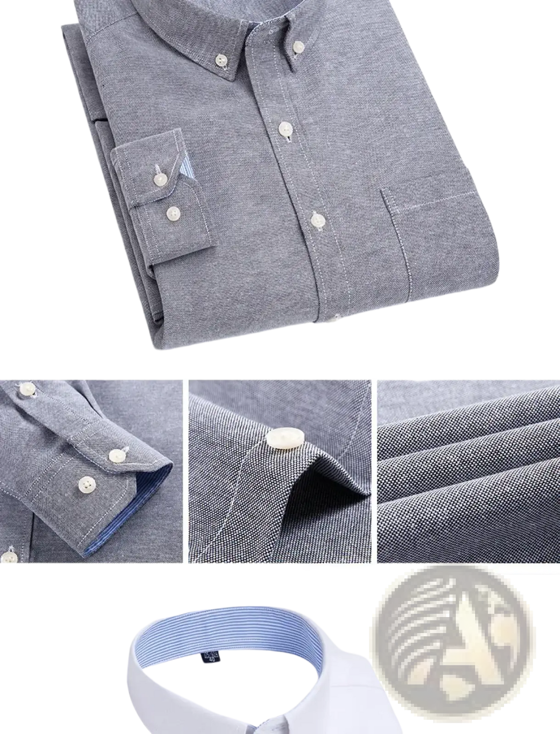 Mens Light Blue Oxford Shirt Casual Long Sleeve