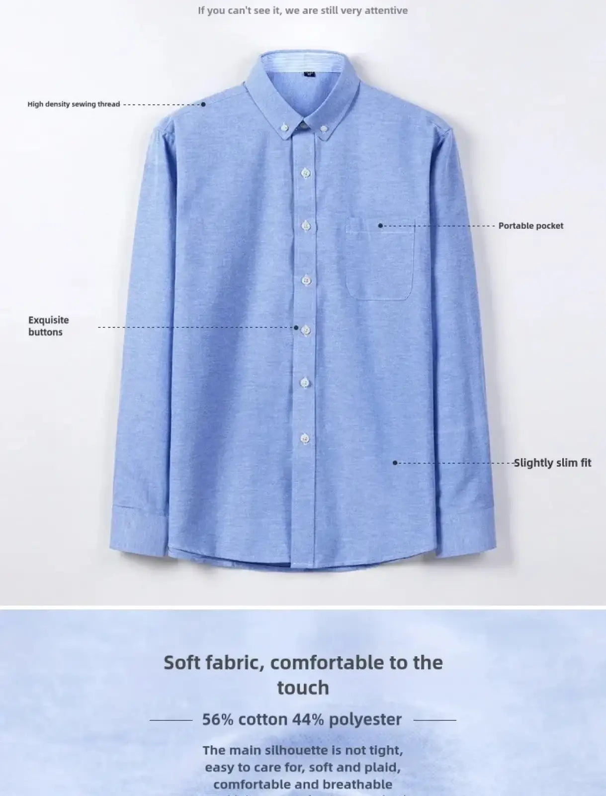 Mens Light Blue Oxford Shirt Casual Long Sleeve