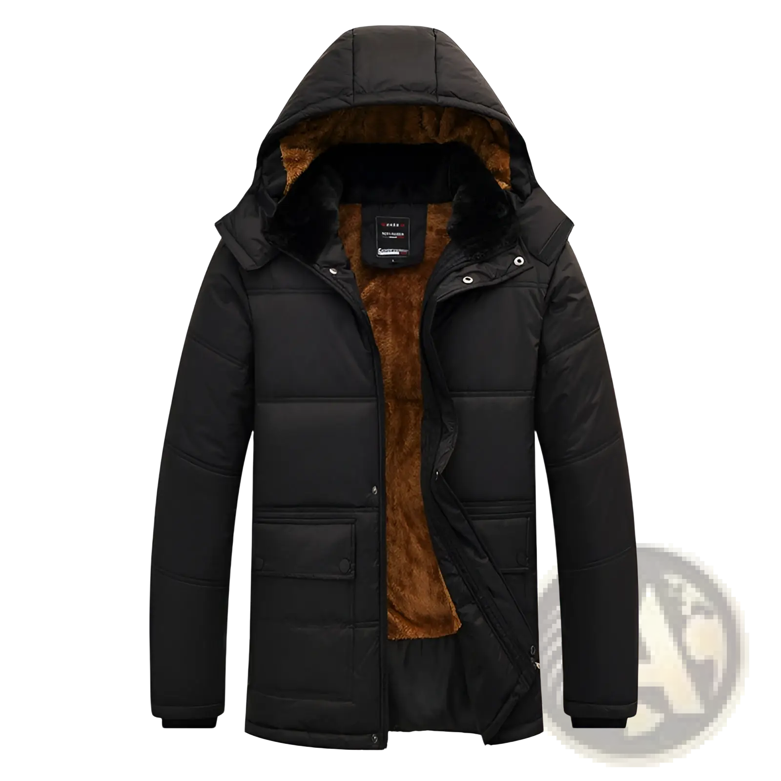 Men's Loose Hooded Quilted Puffer Jacket with Fleece Lining