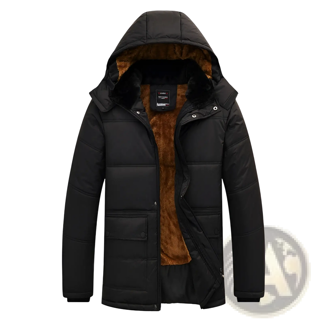 Men's Loose Hooded Quilted Puffer Jacket with Fleece Lining