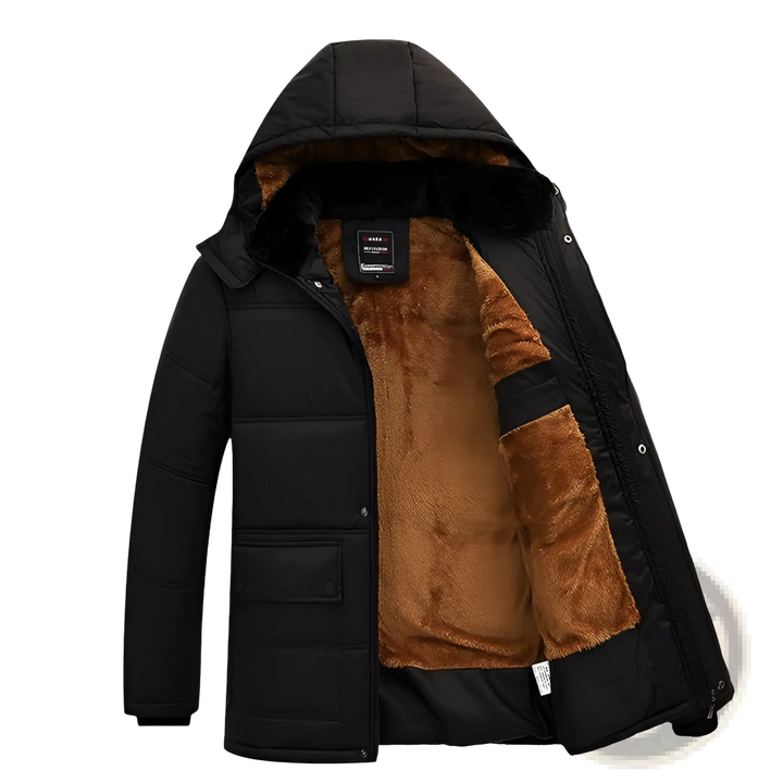 Men's Loose Hooded Quilted Puffer Jacket with Fleece Lining