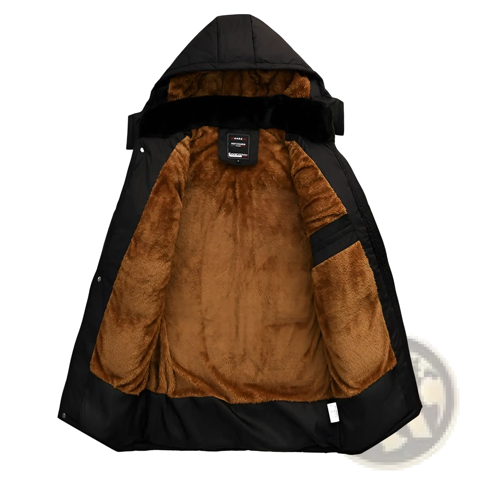Men's Loose Hooded Quilted Puffer Jacket with Fleece Lining