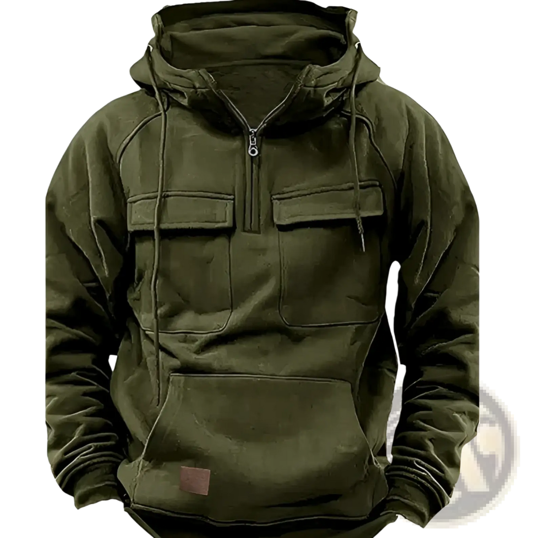 Men's Multi Pocket Half Zip Fashion Hoodie