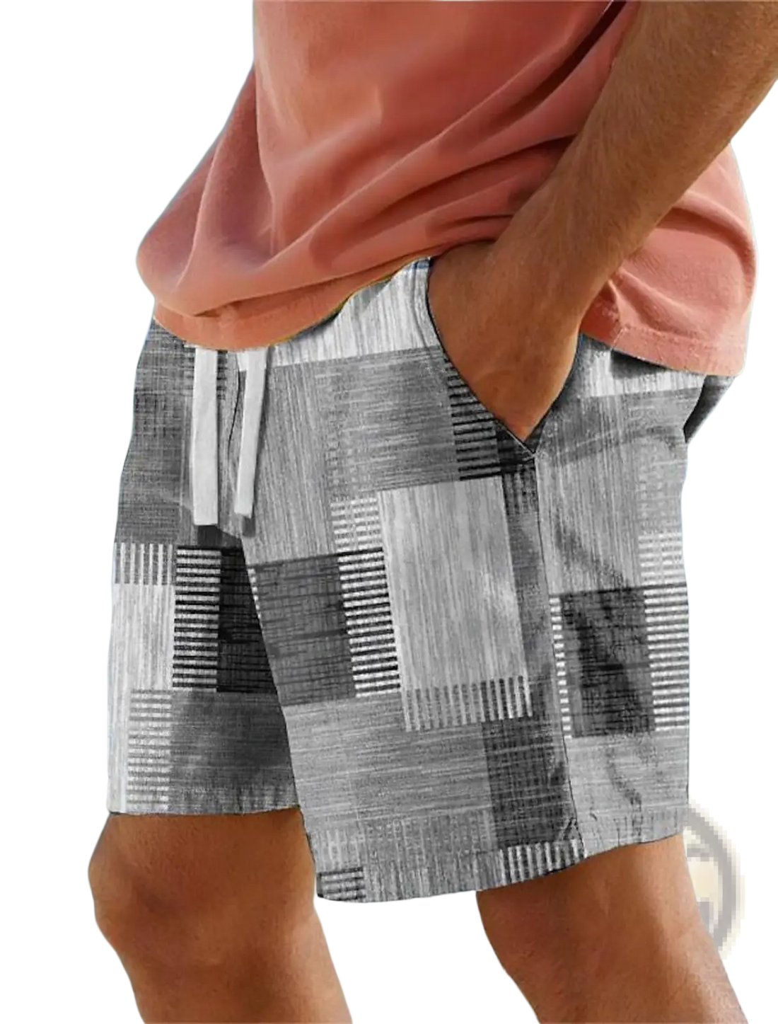 Men's Patchwork Houndstooth Streetwear Casual Shorts