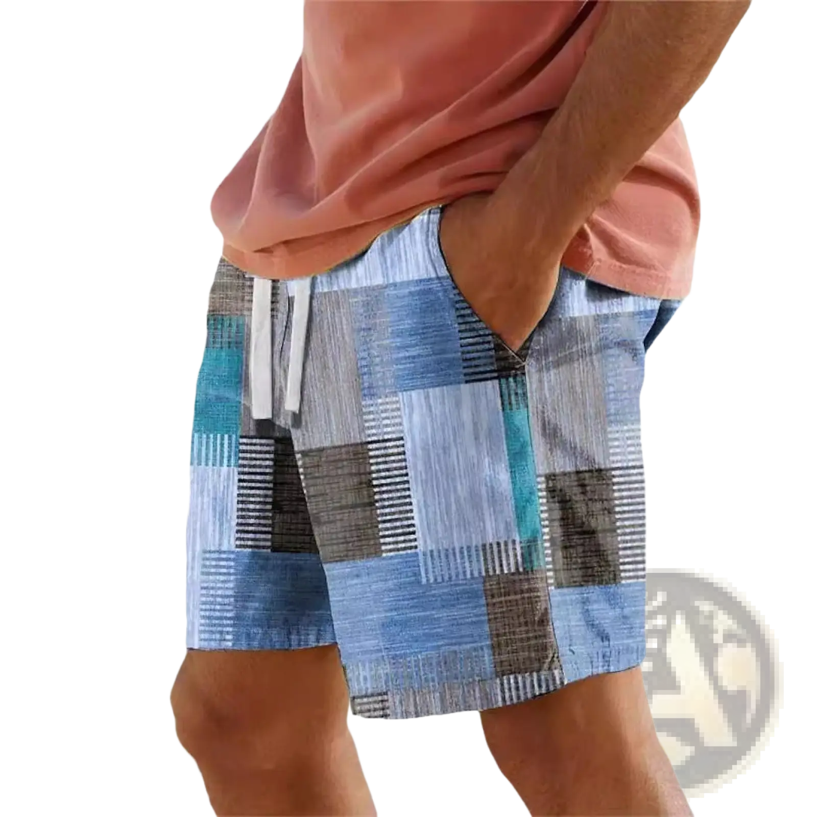 Men's Patchwork Houndstooth Streetwear Casual Shorts