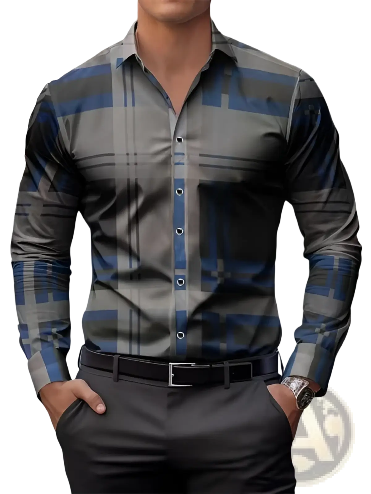 Men's Premium Geometric and Printed Long Sleeve Button Down