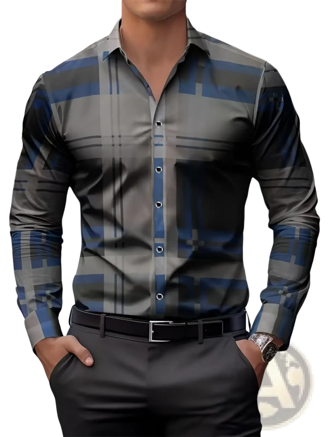 Men's Premium Geometric and Printed Long Sleeve Button Down