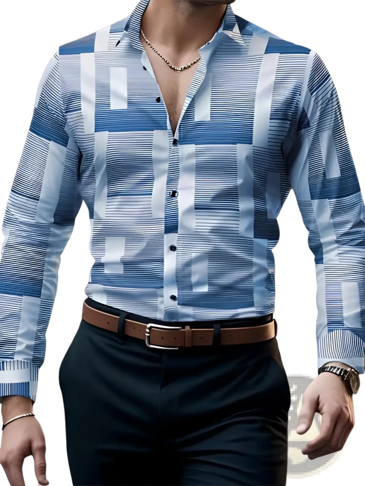 Men's Premium Geometric and Printed Long Sleeve Button Down
