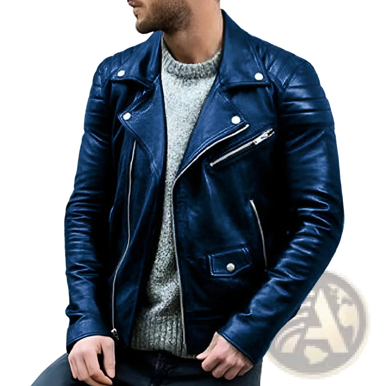 Men's Pu Leather Punk Stand Collar Biker Jacket