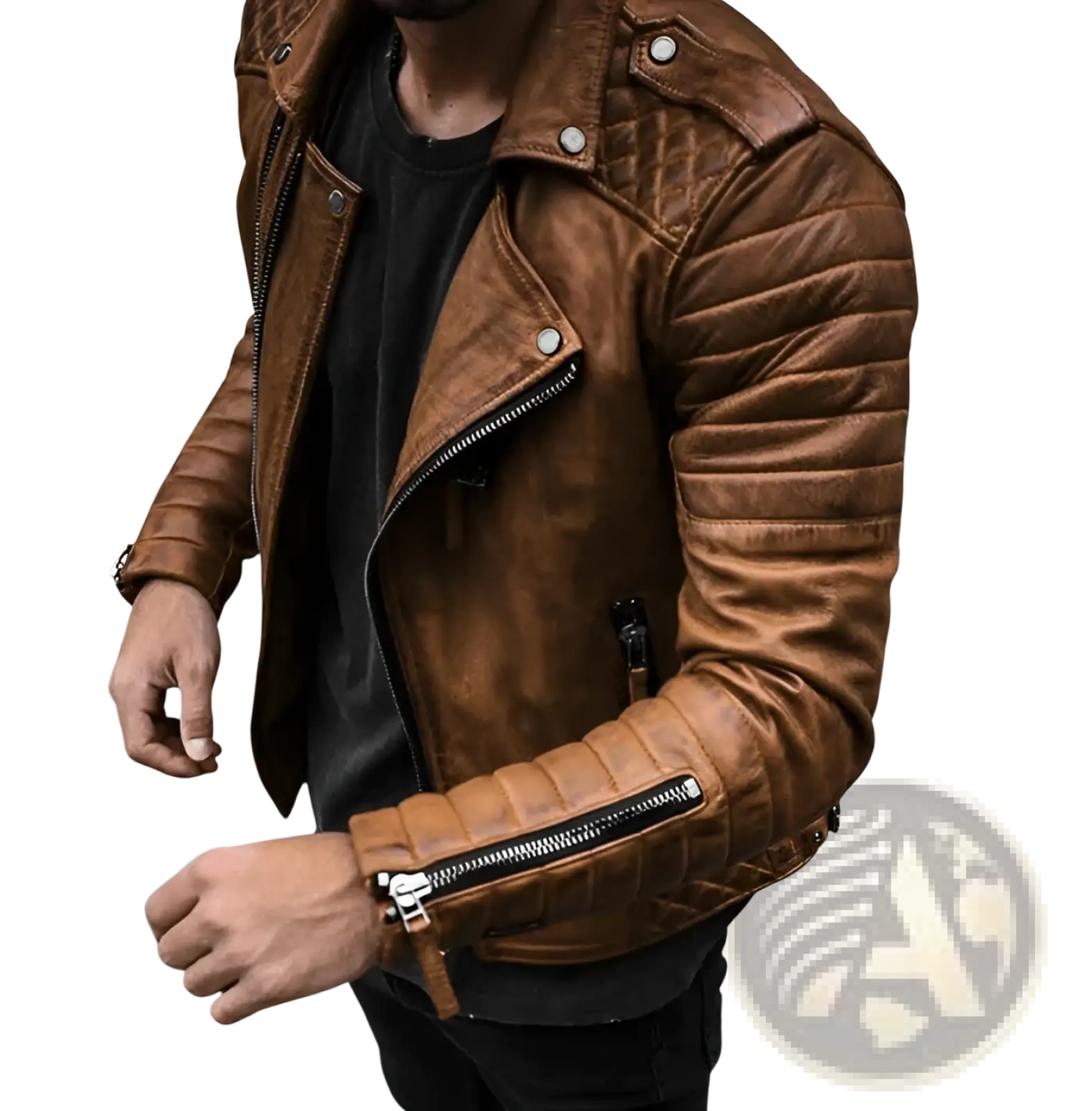 Men's Pu Leather Punk Stand Collar Biker Jacket