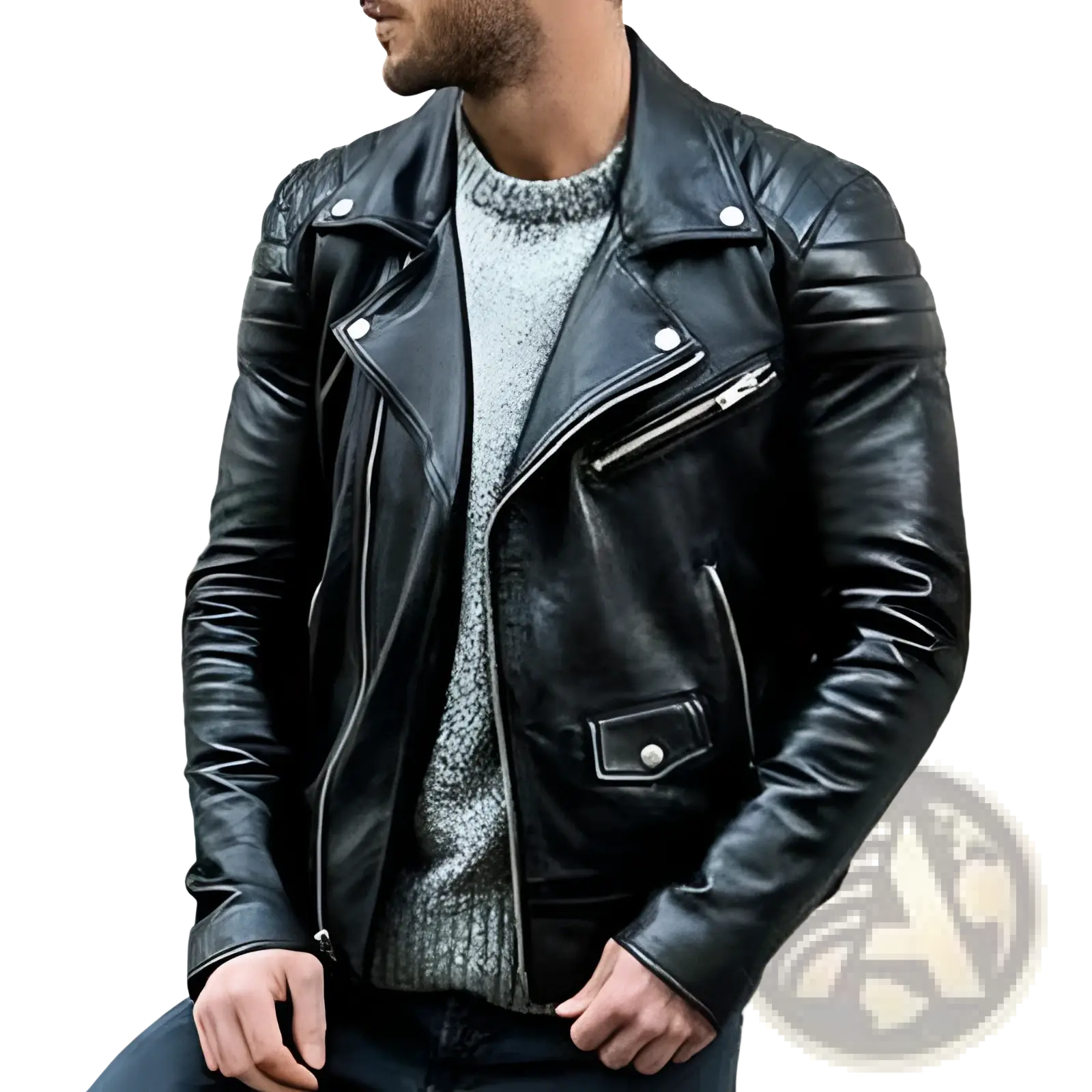 Men's Pu Leather Punk Stand Collar Biker Jacket