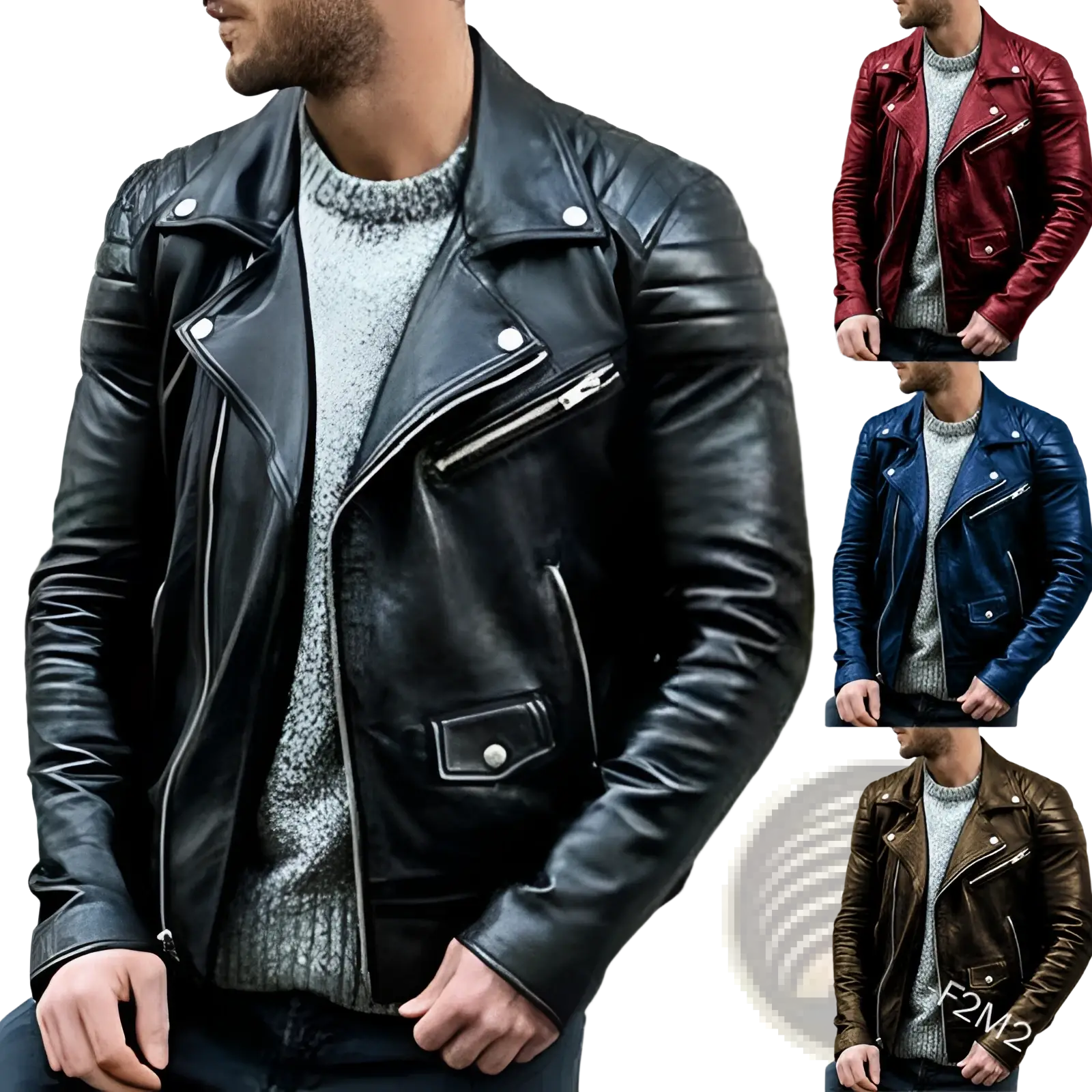 Men's Pu Leather Punk Stand Collar Biker Jacket