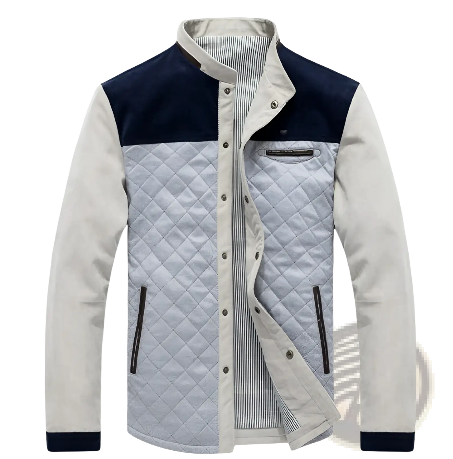 Men's Quilted Corduroy Color Block Casual Jacket