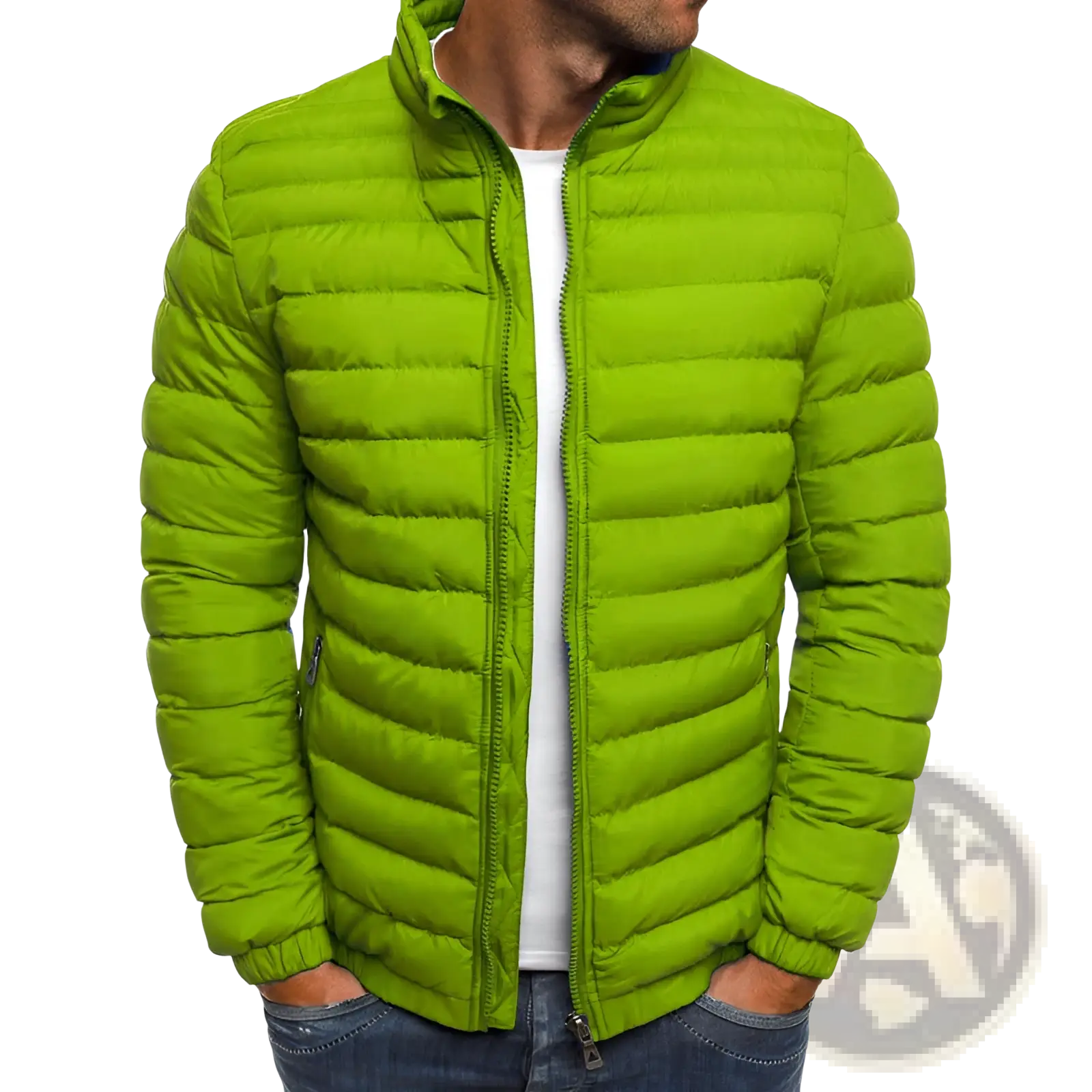 Men's Quilted Puffer Jacket with Stand Collar