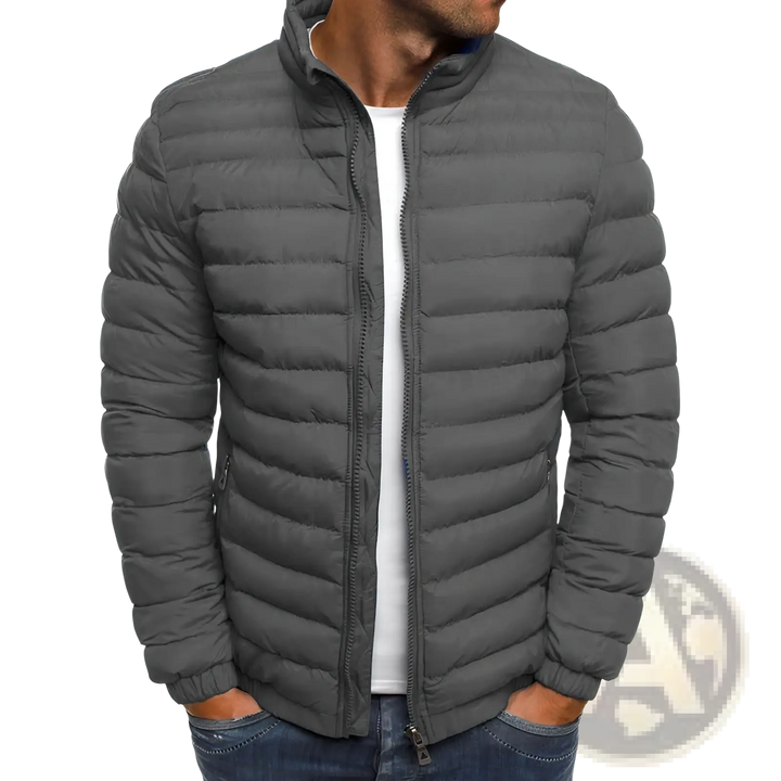 Men's Quilted Puffer Jacket with Stand Collar