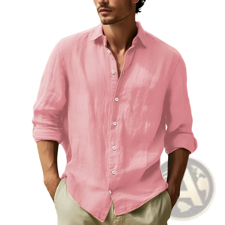 Men's Relaxed Fit Cotton Linen Long Sleeve Shirt